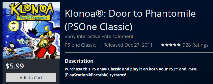 Klonoa Door to Phantomile 2008 PSP