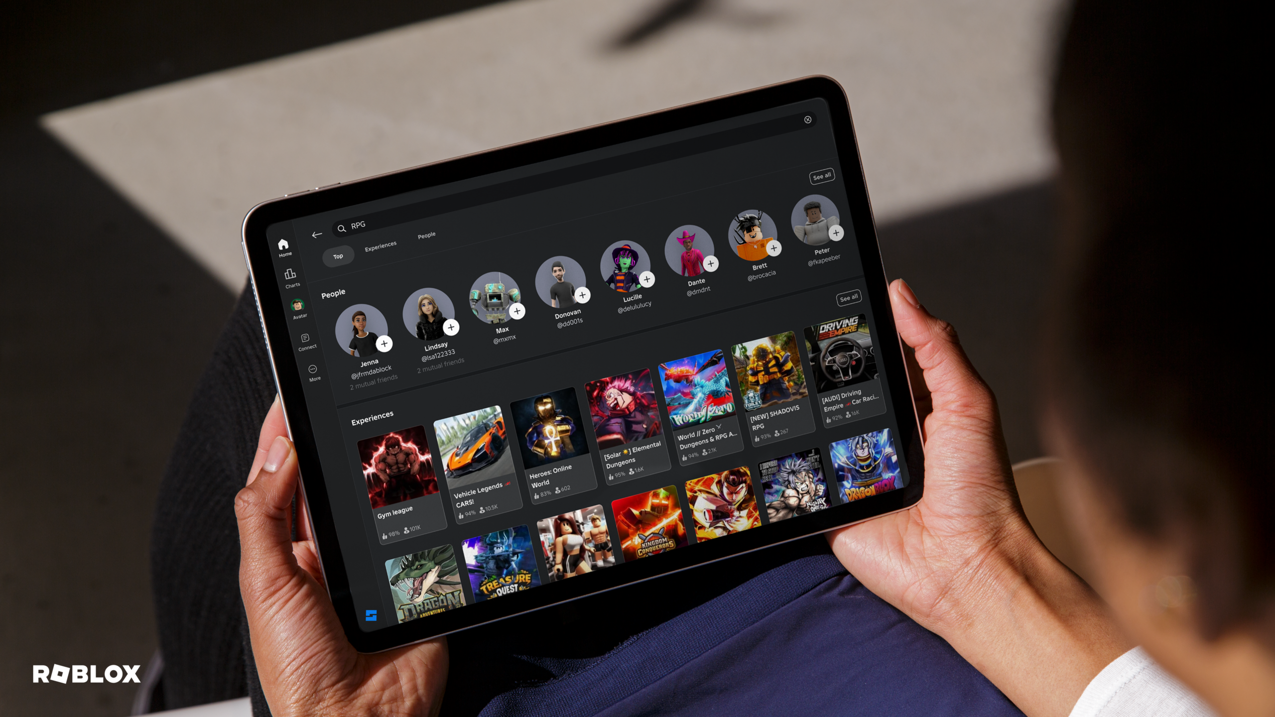 Roblox app on tablet