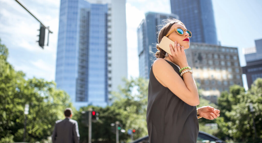 businesswoman outdoors in the modern city