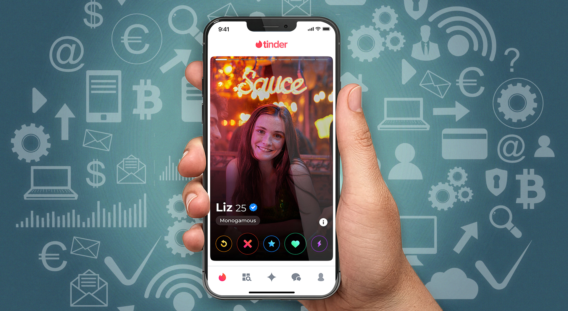 A screen showing tinder page